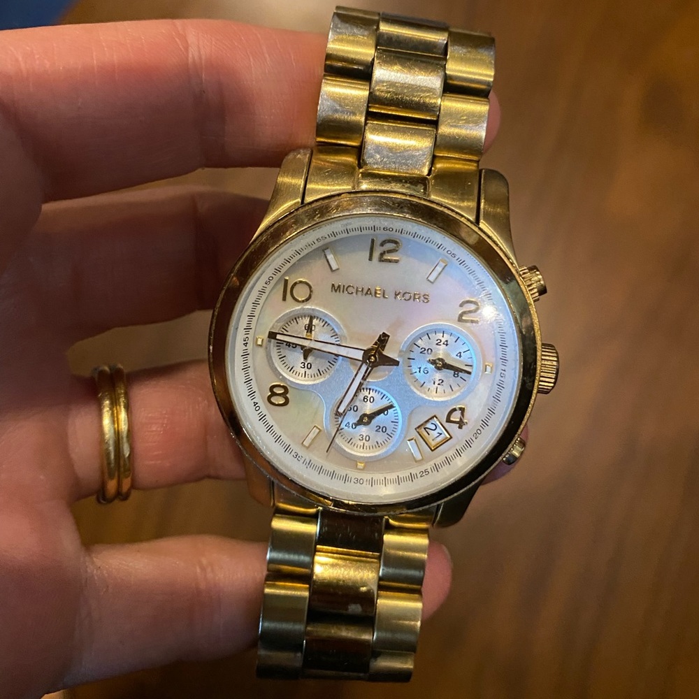 Michae Kors Gold Watch with Pearl Face